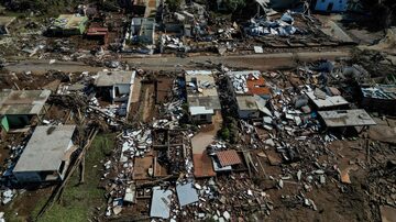 Vista aérea do município Arroio do Meio, após as inundações devastadoras que atingiram a região no Estado do Rio Grande do Sul. Foto: Nelson Almeida/NELSON ALMEIDA
