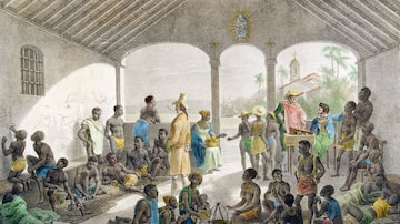 Quadro 'Mercado de Negros', pintado porJohann Moritz Rugendas, entre 1827-1835. Foto: Acervo Cultura Inglesa-RJ