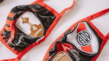 Máscara do River Plate foi feita a partir de camisa do zagueiro Martínez Quarta. Foto: Reprodução/Instagram