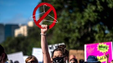 Protesto pró-aborto durante a Marcha das Mulheres em Austin, no Texas. Foto: Sergio Flores/AFP