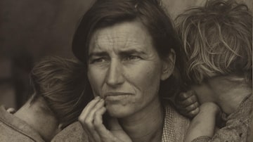Dorothea Lange's "Human Erosion in California (Migrant Mother)," March 1936, gelatin silver print image, on view at the National Gallery of Art. MUST CREDIT: The J. Paul Getty Museum, Los Angeles. Foto: The J. Paul Getty Museum, Los Angeles via The Washington Post