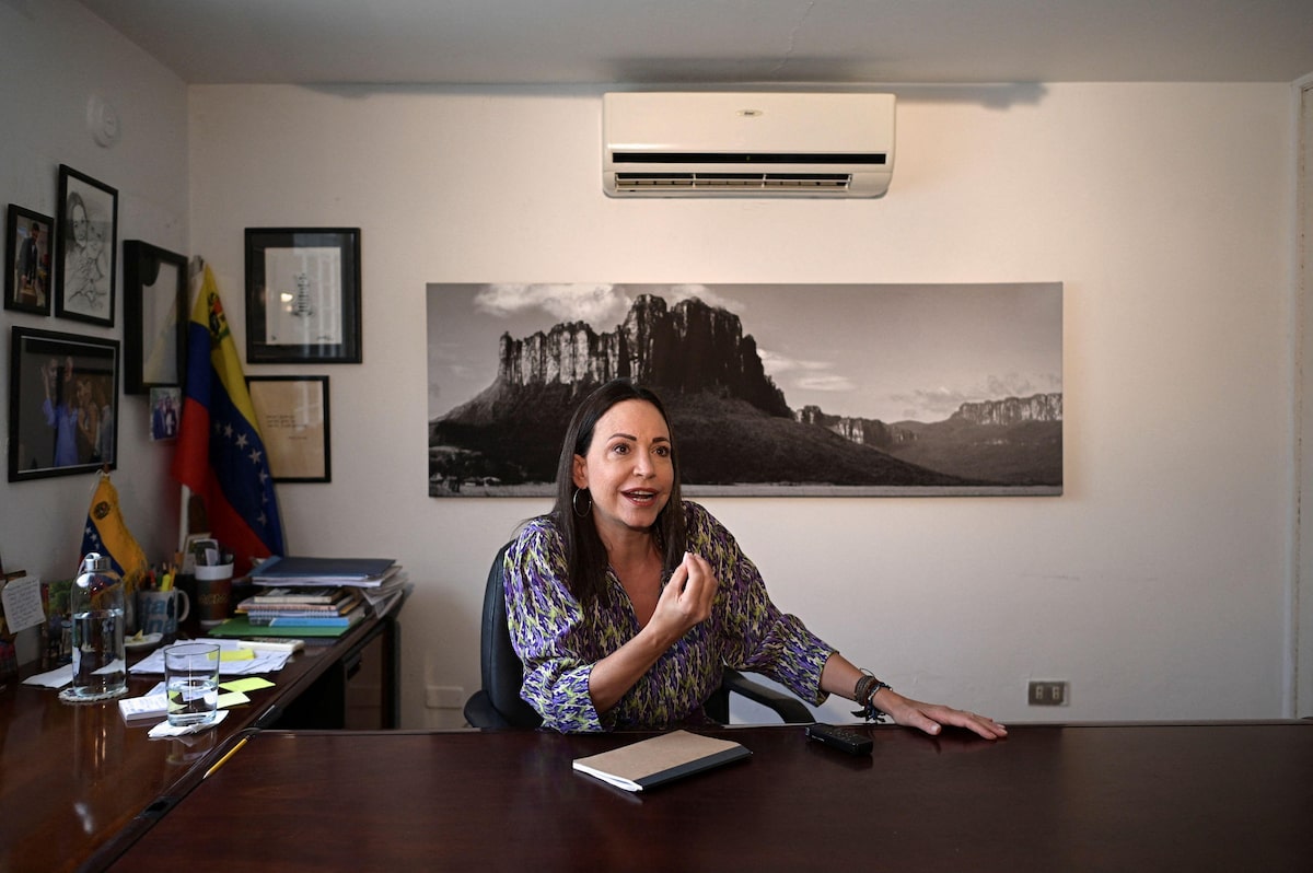 Líder da oposição na Venezuela María Corina Machado dá entrevista em Caracas, 9 de fevereiro de 2024. 