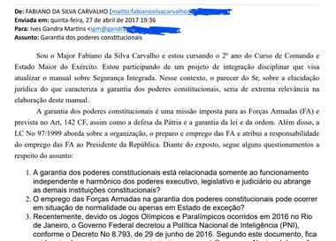 Correspondência entre o major Fabiano da Silva Carvalho e Ives Gandra Martins