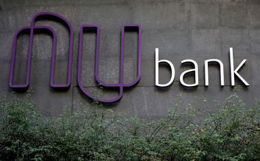 FILE PHOTO: The logo of Nubank, a Brazilian fintech startup, is pictured at the bank's headquarters in Sao Paulo, Brazil June 19, 2018. REUTERS/Paulo Whitaker/File Photo