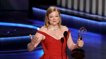 LOS ANGELES, CALIFORNIA - JANUARY 15: Sarah Snook accepts the Outstanding Lead Actress in a Drama Series award for “Succession” onstage during the 75th Primetime Emmy Awards at Peacock Theater on January 15, 2024 in Los Angeles, California.   Kevin Winter/Getty Images/AFP (Photo by KEVIN WINTER / GETTY IMAGES NORTH AMERICA / Getty Images via AFP). Foto: Kevin Winter/AFP
