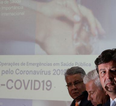 Ministro da Saúde, Luiz Henrique Mandetta, durante coletiva sobre a situação do coronavírus no Brasil