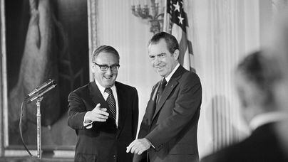 Henry Kissinger e Richard Nixon, ex-presidente dos EUA, na Casa Branca em 22 de setembro de 1973. Foto: AP Photo/Arquivo
