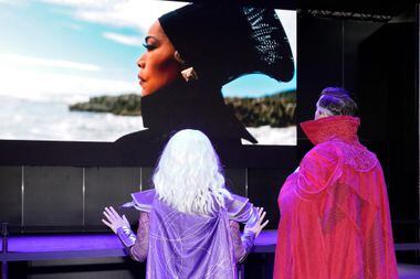 Cosplayers watch the trailer for Black Panther: Wakanda Forever, shown by Marvel during D23.  Photo Mark J. Terrill / AP