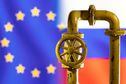 FILE PHOTO: A model of the natural gas pipeline is seen in front of displayed word EU and Russia flag colours in this illustration taken March 8, 2022. REUTERS/Dado Ruvic/Illustration/File Photo
