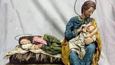 Papa Francisco ganhou presépio no qual Maria descansa enquanto José cuida do Menino Jesus
