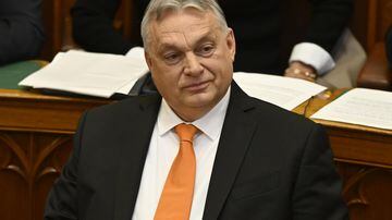 Viktor Orbán na sessão do Parlamento que aprovou a entrada da Suécia na Otan.