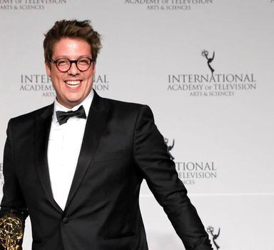 Fabio Porchat esteve no prêmio Emmy Internacional de 2019, em que o canal 'Porta dos Fundos' recebeu um prêmio pelo seu especial de Natal de 2018